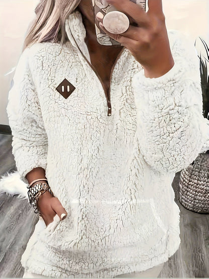Haut sweat-shirt à la mode et élégant avec fermeture éclair et petit col montant — 2