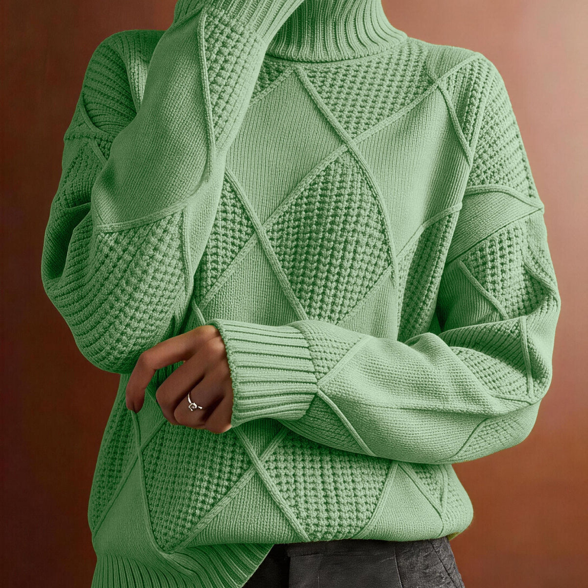Grande Taille - Pull à Col Montant Décontracté Grande Taille — 21