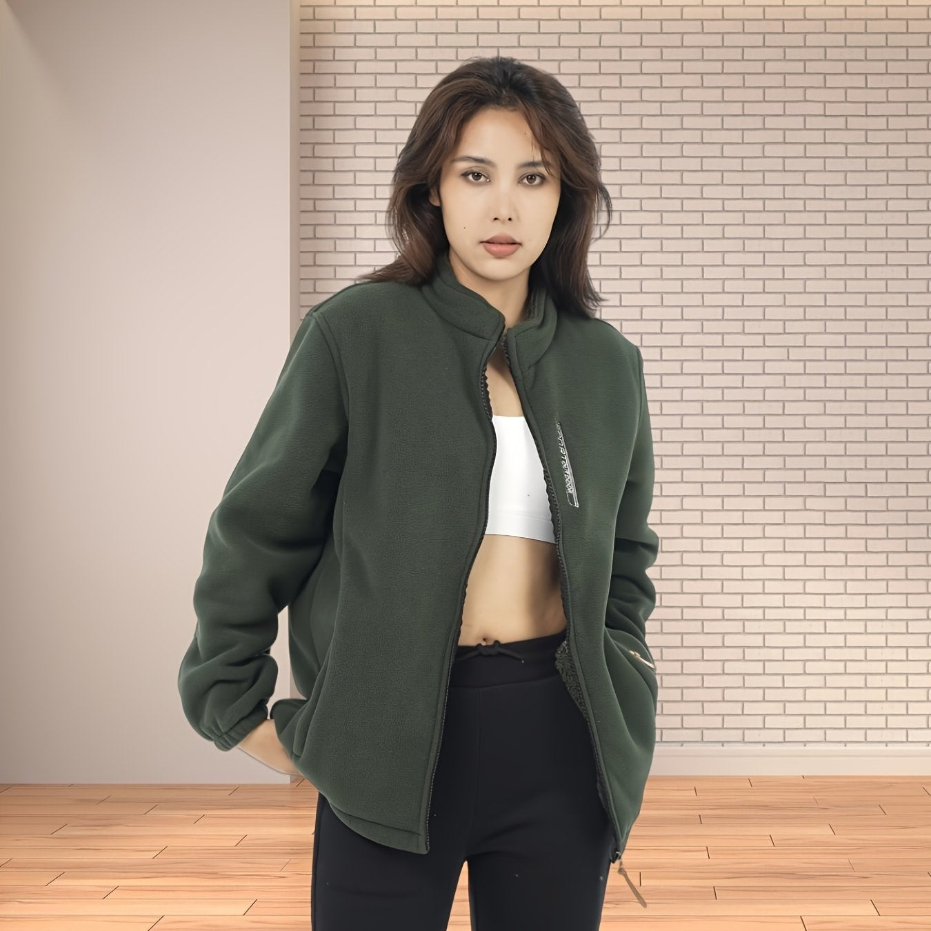 Nouvelle veste doublée en polaire, plusieurs couleurs disponibles, facile à assortir, manteau d'automne et d'hiver pour femmes, manteau décontracté de couleur unie doublé en polaire et épaissi — 10
