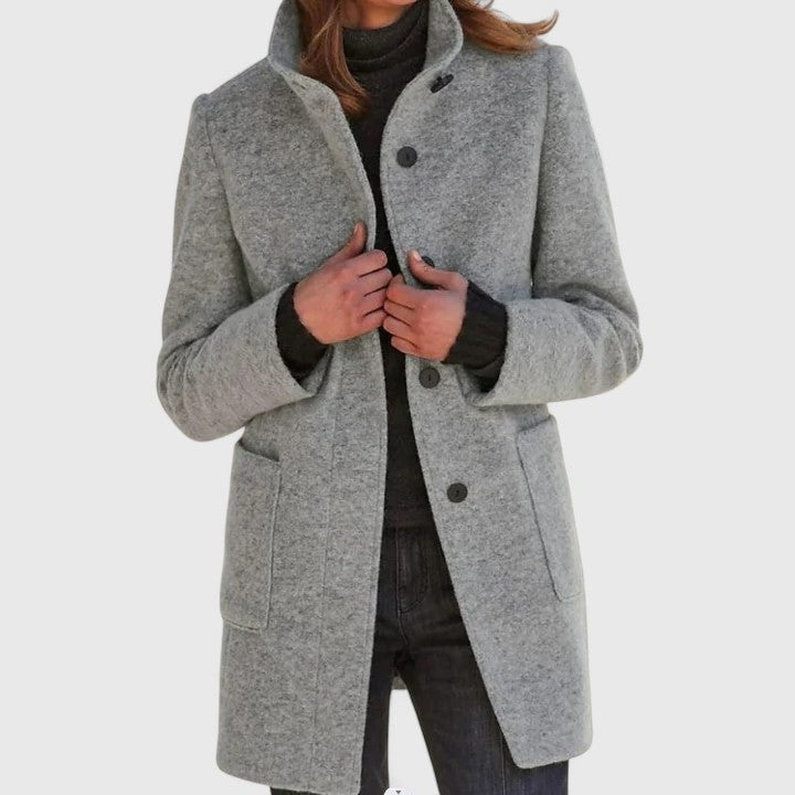 Camille | Manteau Mi-Long Cintré à Col Chemise pour Femme
