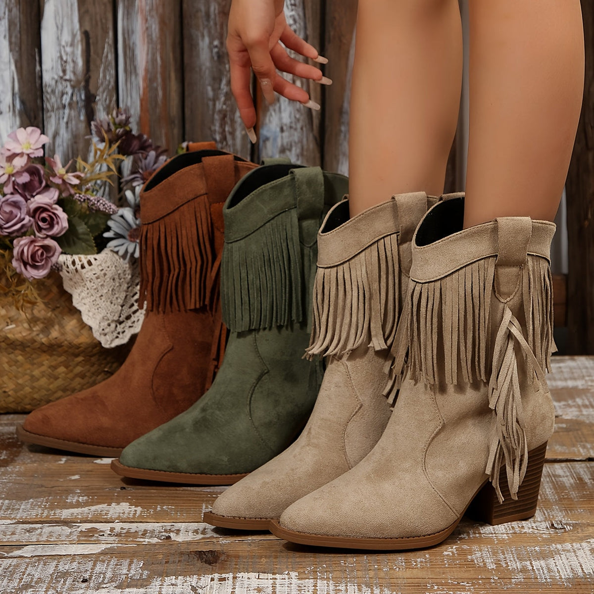 Bottes Western Vintage à Froussard pour Femmes, Bottines Tendance, Chaussures pour Femmes — 5