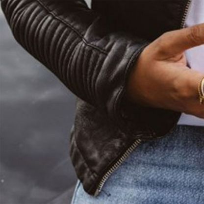 Janet | Veste Cuir Courte Motard Ajustée pour Femme