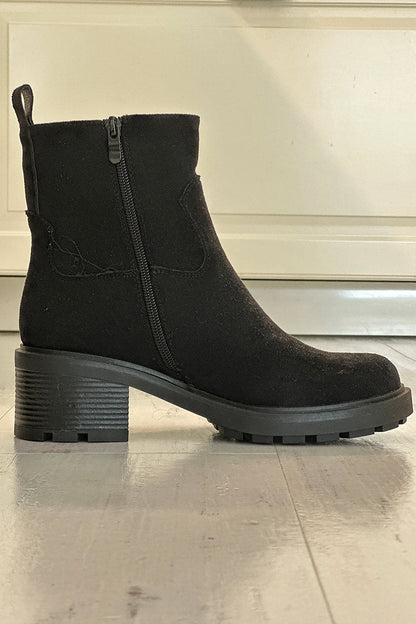 Boots noires à talon cranté étoile en strass — 5