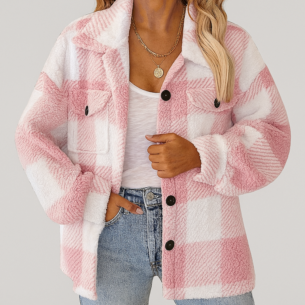 Isabella | Blazer à Carreaux Rose et Blanc pour Femme