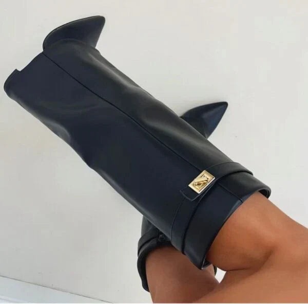 Bottes hautes femme à talons – Design élégant avec détail doré — 8