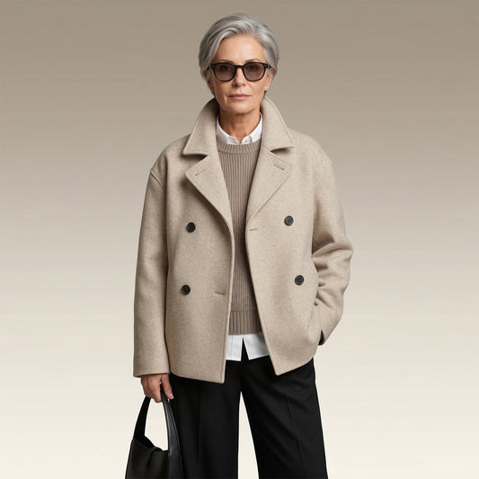 Rose | Manteau Caban Court à Boutonnage Croisé pour Femme