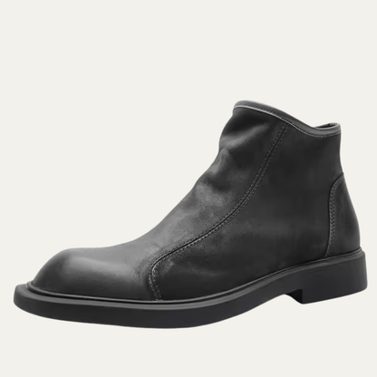 The Bari Men's Warm Plush Zip Up Leather Ankle Boots — 5