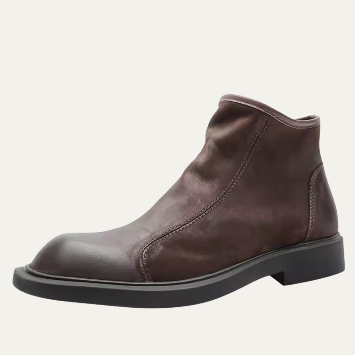 The Bari Men's Warm Plush Zip Up Leather Ankle Boots — 1
