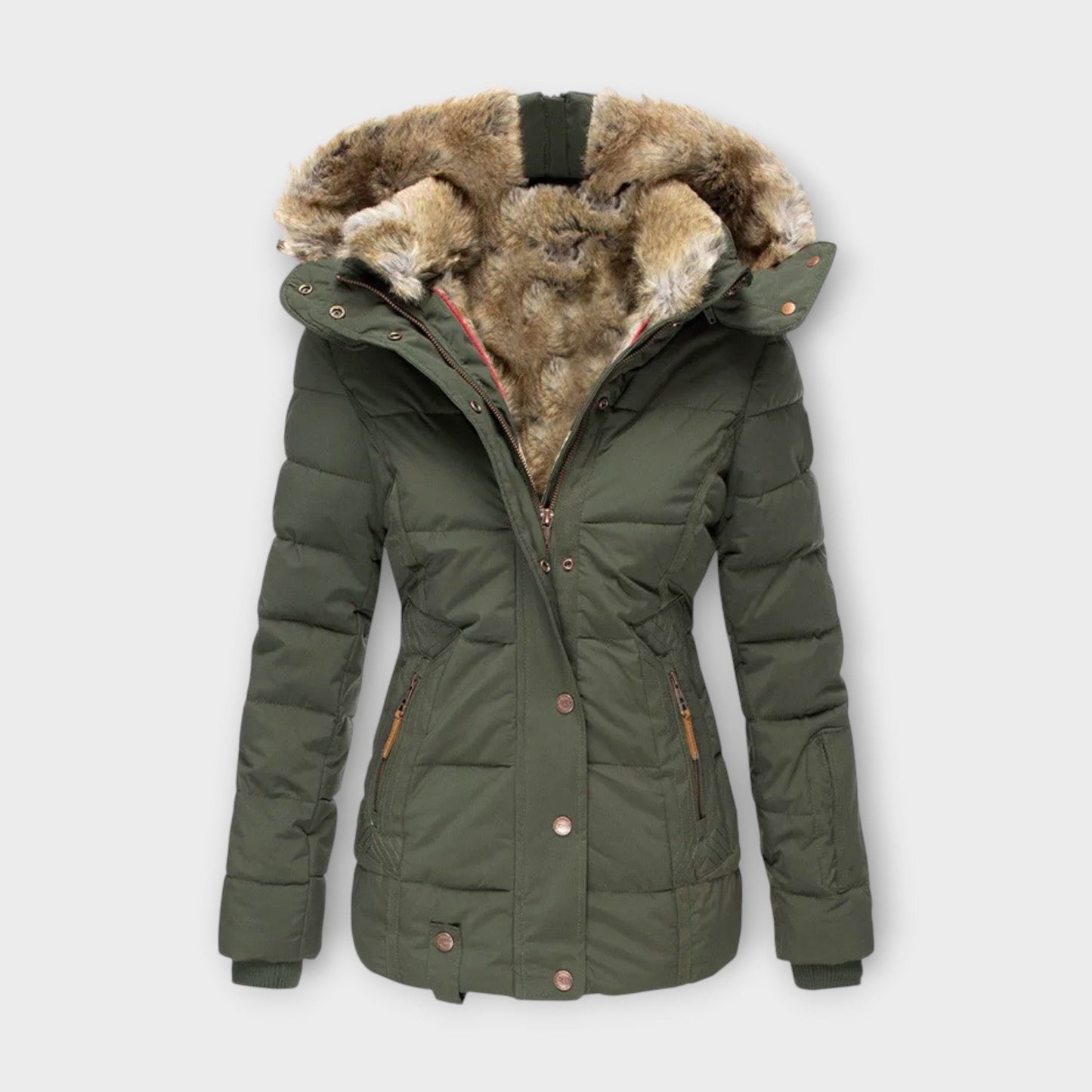 Emine | Doudoune d'Hiver à Capuche Fourrure pour Femme
