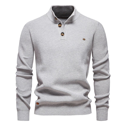 Pull pour hommes avec patte de boutonnage et motif structuré — 8