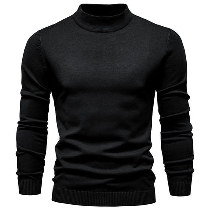 Pull à col roulé pour hommes en doux matériau tricoté avec une fine structure côtelée — 17
