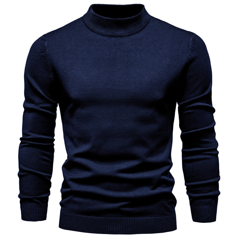 Pull à col roulé pour hommes en doux matériau tricoté avec une fine structure côtelée — 7