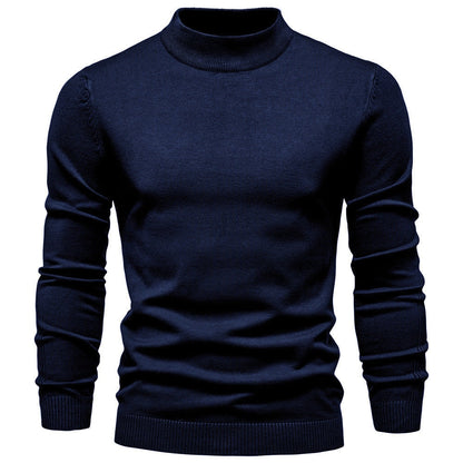 Pull à col roulé pour hommes en doux matériau tricoté avec une fine structure côtelée — 7
