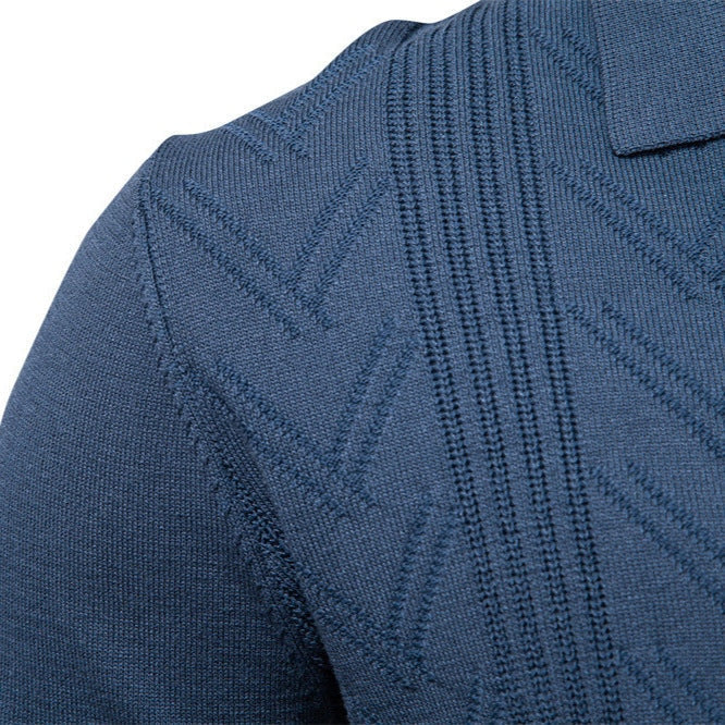 Pull pour hommes avec col en V et design structuré — 2