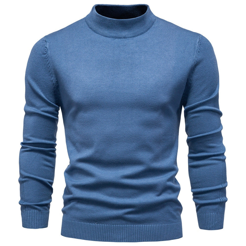 Pull à col roulé pour hommes en doux matériau tricoté avec une fine structure côtelée — 14