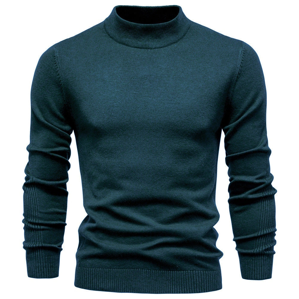 Pull à col roulé pour hommes en doux matériau tricoté avec une fine structure côtelée — 4