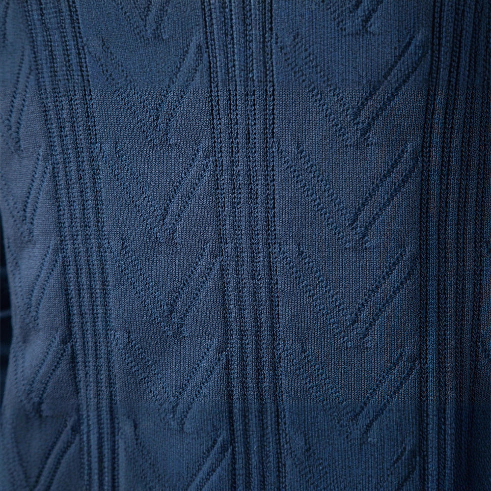 Pull pour hommes avec col en V et design structuré — 3