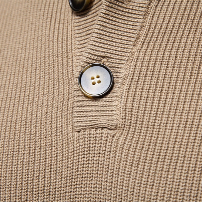 Pull pour hommes avec patte de boutonnage et motif structuré — 4