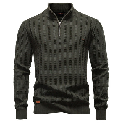 Pull pour hommes avec design structuré et demi-zip — 8