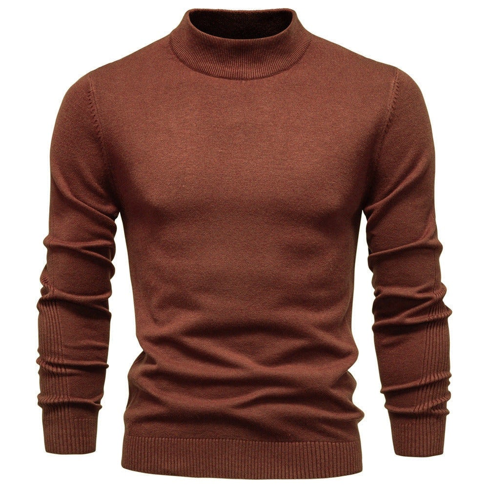 Pull à col roulé pour hommes en doux matériau tricoté avec une fine structure côtelée — 3