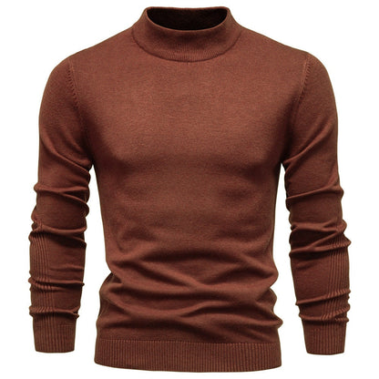 Pull à col roulé pour hommes en doux matériau tricoté avec une fine structure côtelée — 3