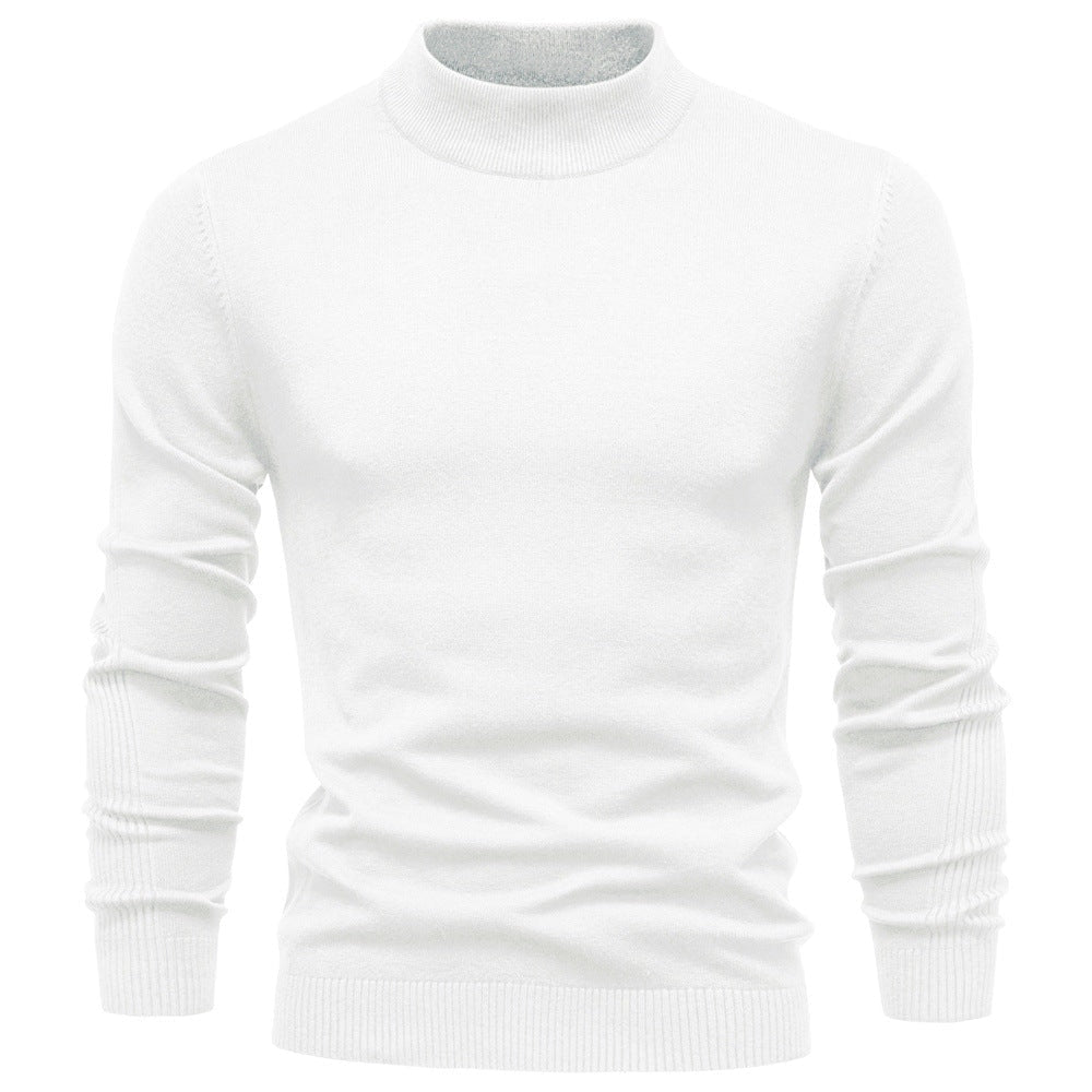 Pull à col roulé pour hommes en doux matériau tricoté avec une fine structure côtelée — 15