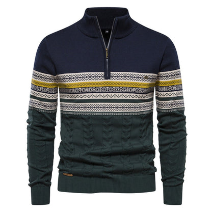 Pull pour hommes avec fermeture éclair moderne et motifs colorés attrayants — 9