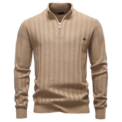 Pull pour hommes avec design structuré et demi-zip — 5