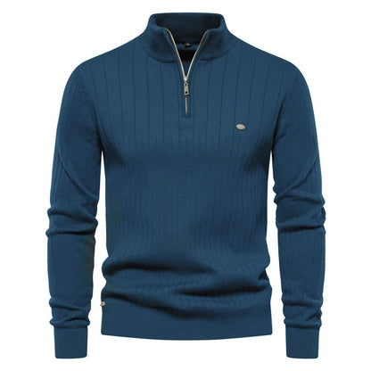 Pull homme avec demi-zip et structure côtelée — 2