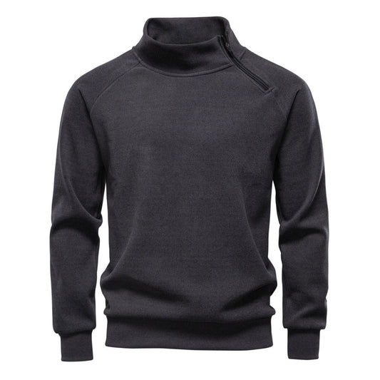 Pull pour hommes avec col montant et fermeture éclair pratique — 1