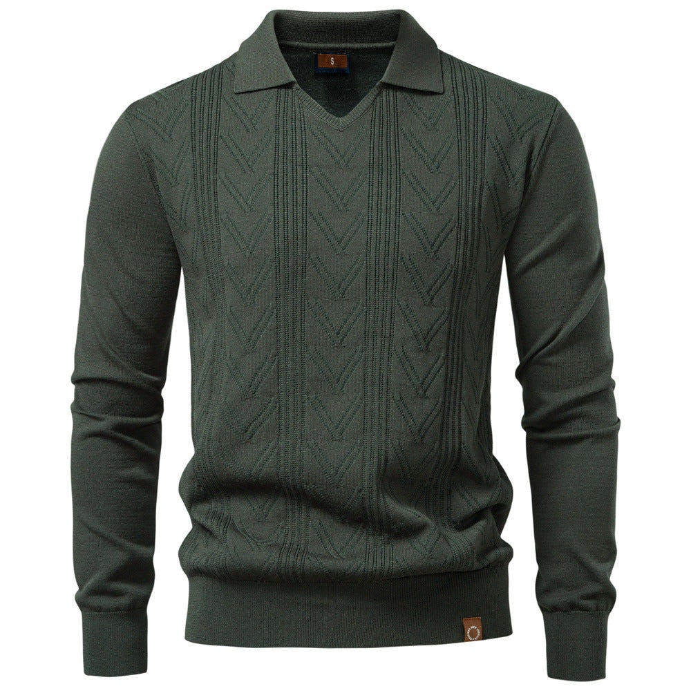 Pull pour hommes avec col en V et design structuré — 7