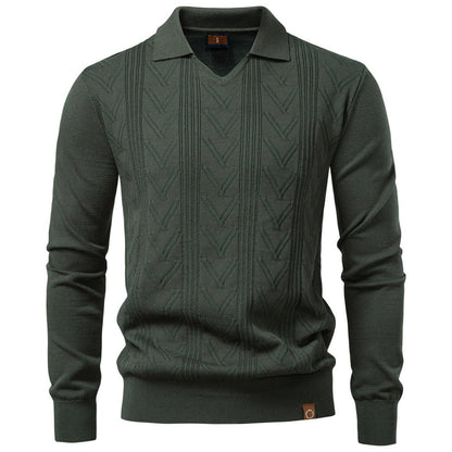 Pull pour hommes avec col en V et design structuré — 7