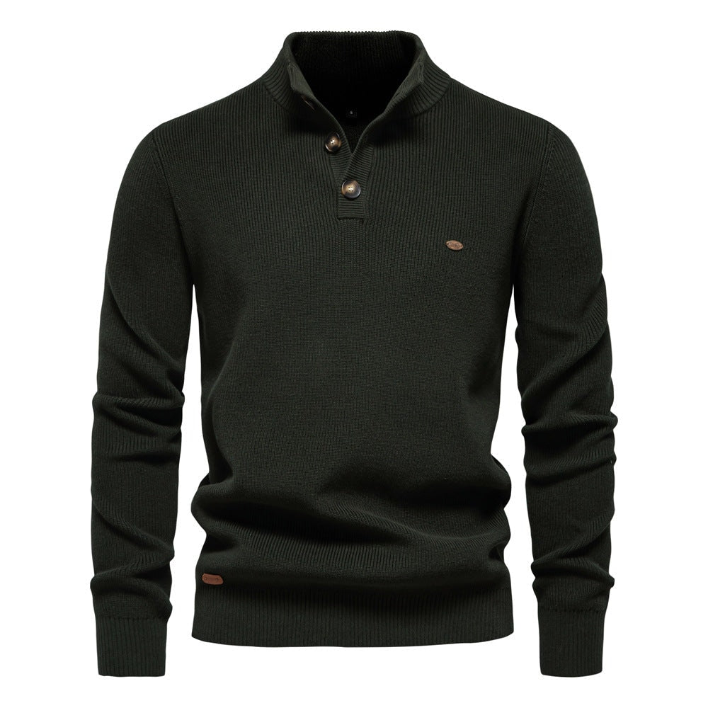 Pull pour hommes avec patte de boutonnage et motif structuré — 9