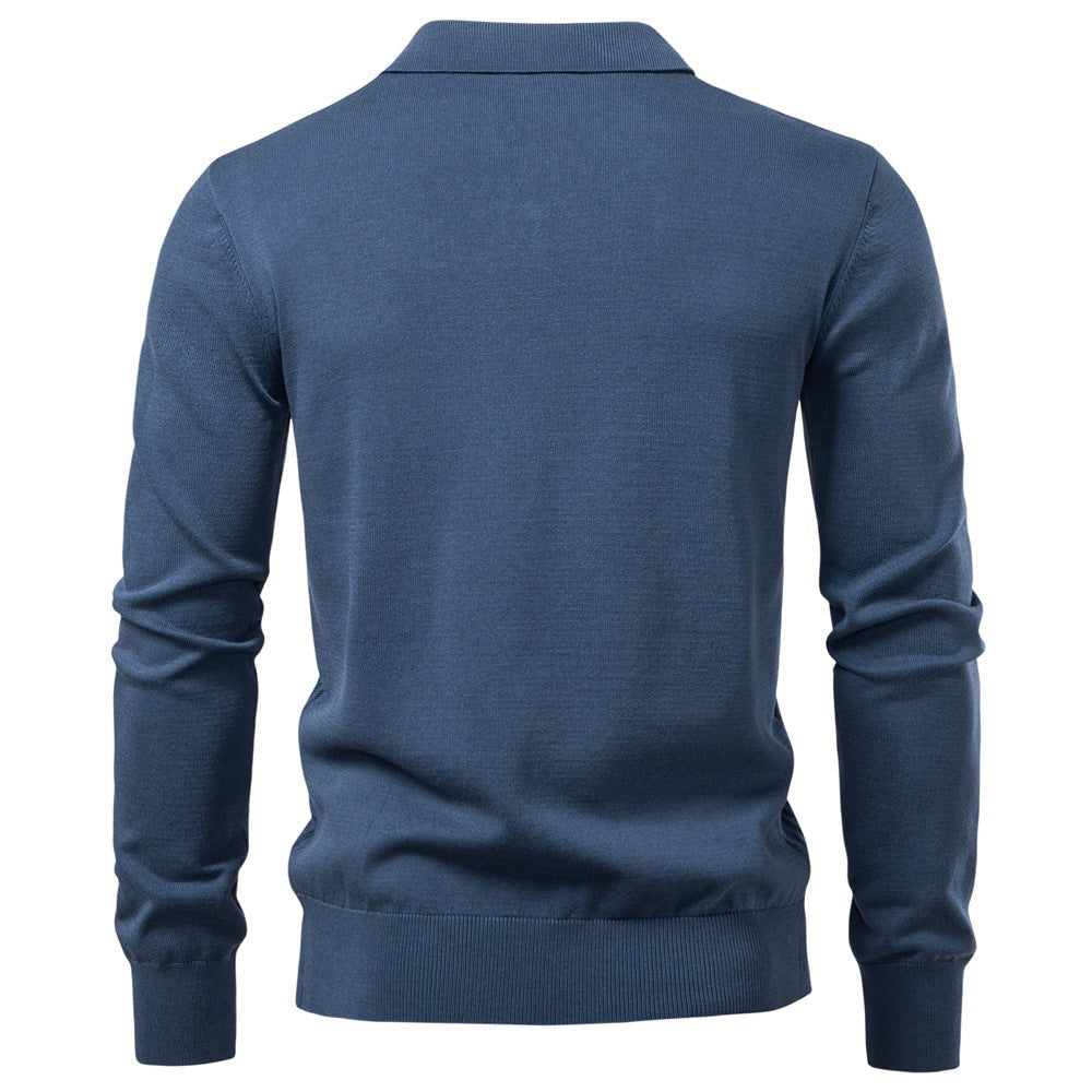 Pull pour hommes avec col en V et design structuré — 1