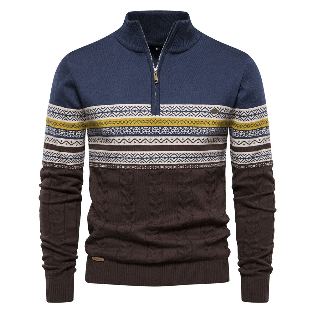Pull pour hommes avec fermeture éclair moderne et motifs colorés attrayants — 6