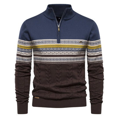 Pull pour hommes avec fermeture éclair moderne et motifs colorés attrayants — 6