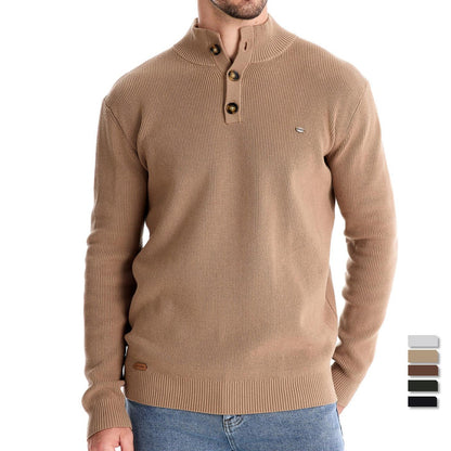 Pull pour hommes avec patte de boutonnage et motif structuré — 2