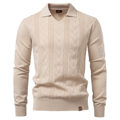 Pull pour hommes avec col en V et design structuré — 6