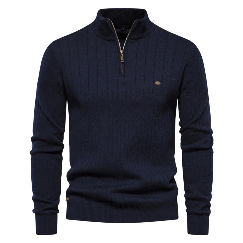 Pull homme avec demi-zip et structure côtelée — 10
