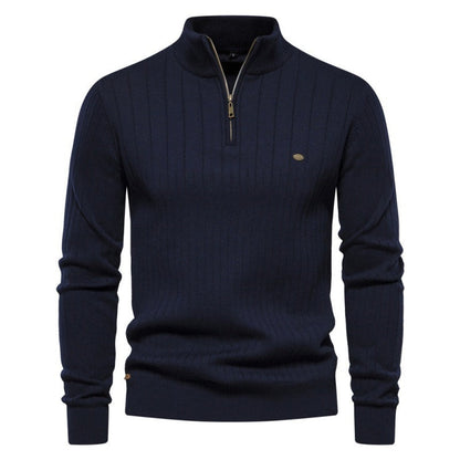 Pull homme avec demi-zip et structure côtelée — 10