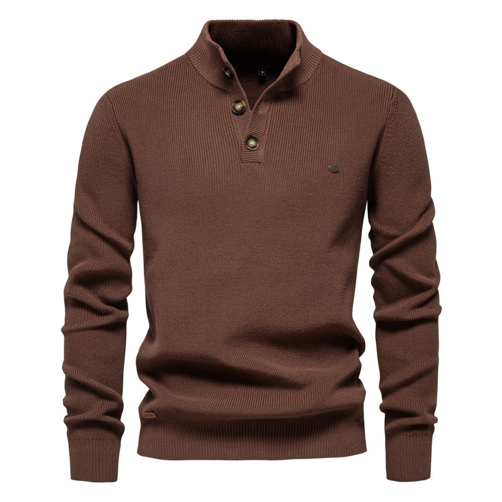 Pull pour hommes avec patte de boutonnage et motif structuré — 1
