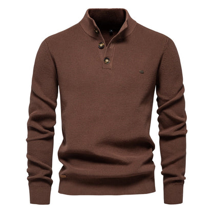 Pull pour hommes avec patte de boutonnage et motif structuré — 1