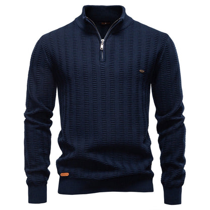 Pull pour hommes avec design structuré et demi-zip — 4