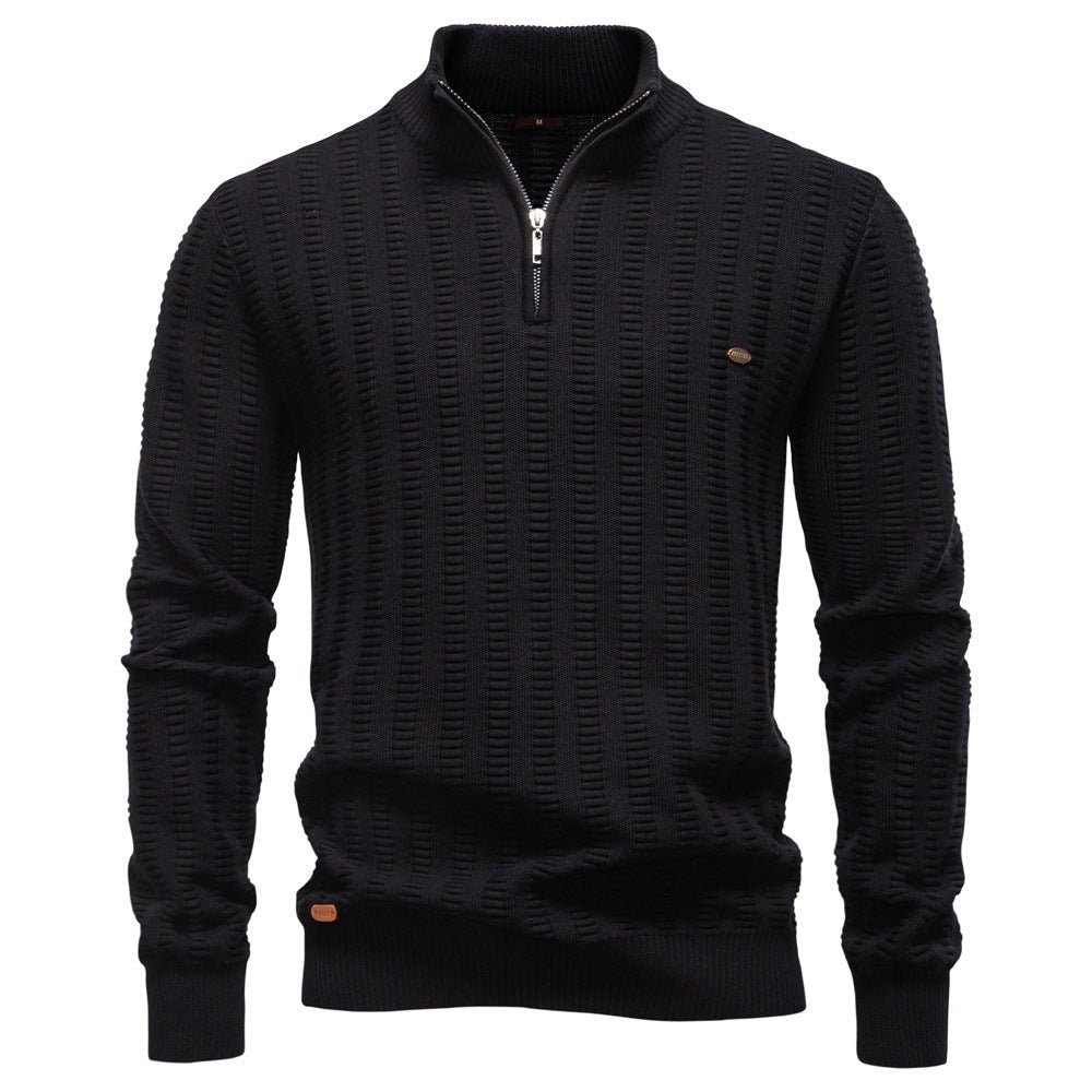 Pull pour hommes avec design structuré et demi-zip — 6
