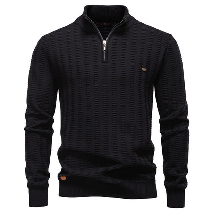 Pull pour hommes avec design structuré et demi-zip — 6