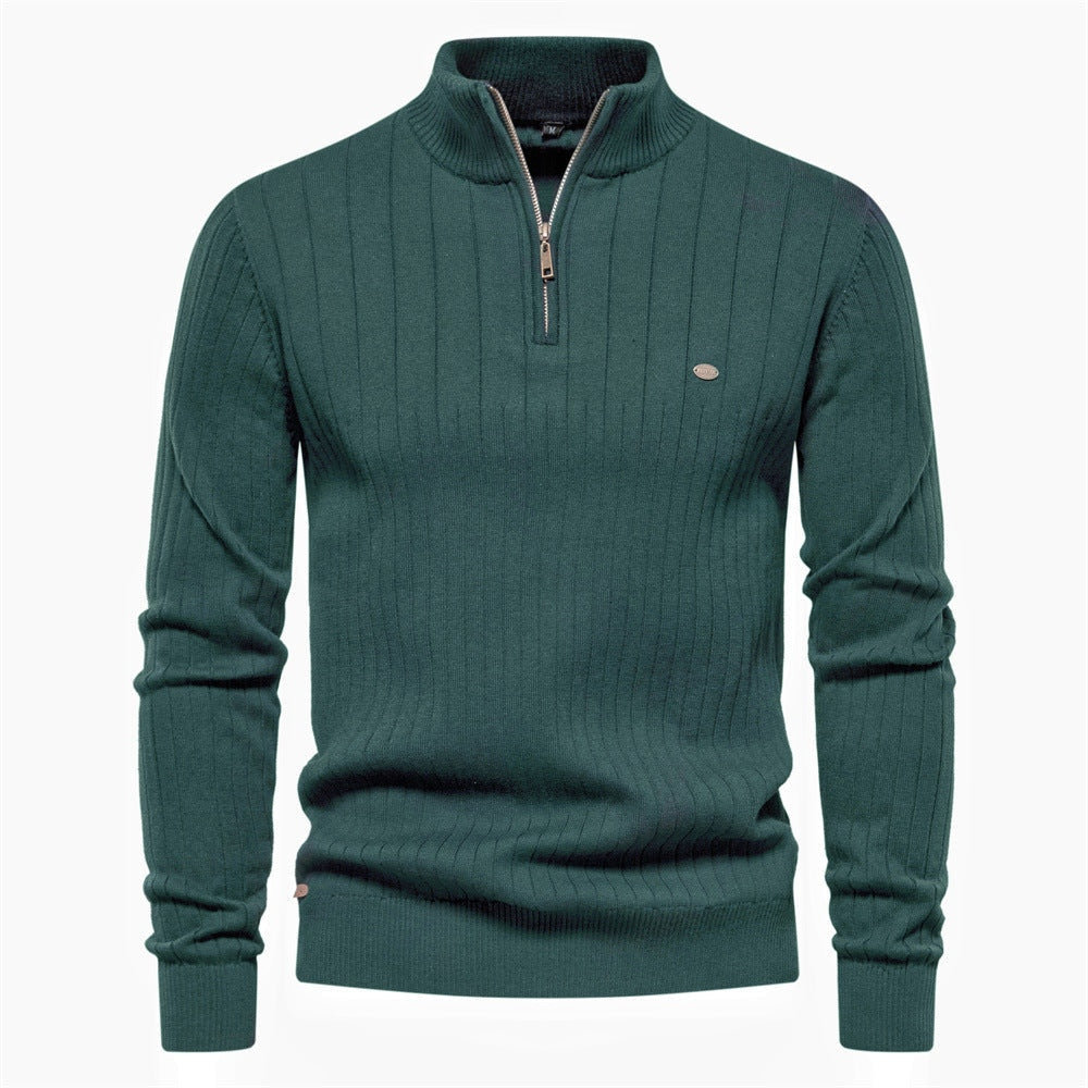 Pull homme avec demi-zip et structure côtelée — 6