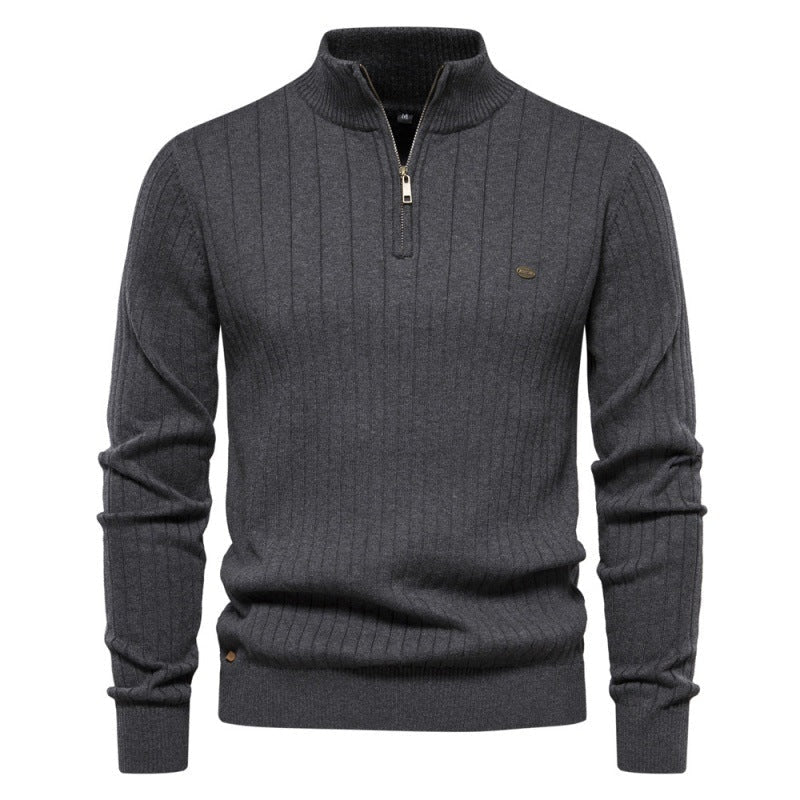 Pull homme avec demi-zip et structure côtelée — 7