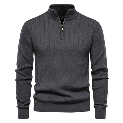 Pull homme avec demi-zip et structure côtelée — 7