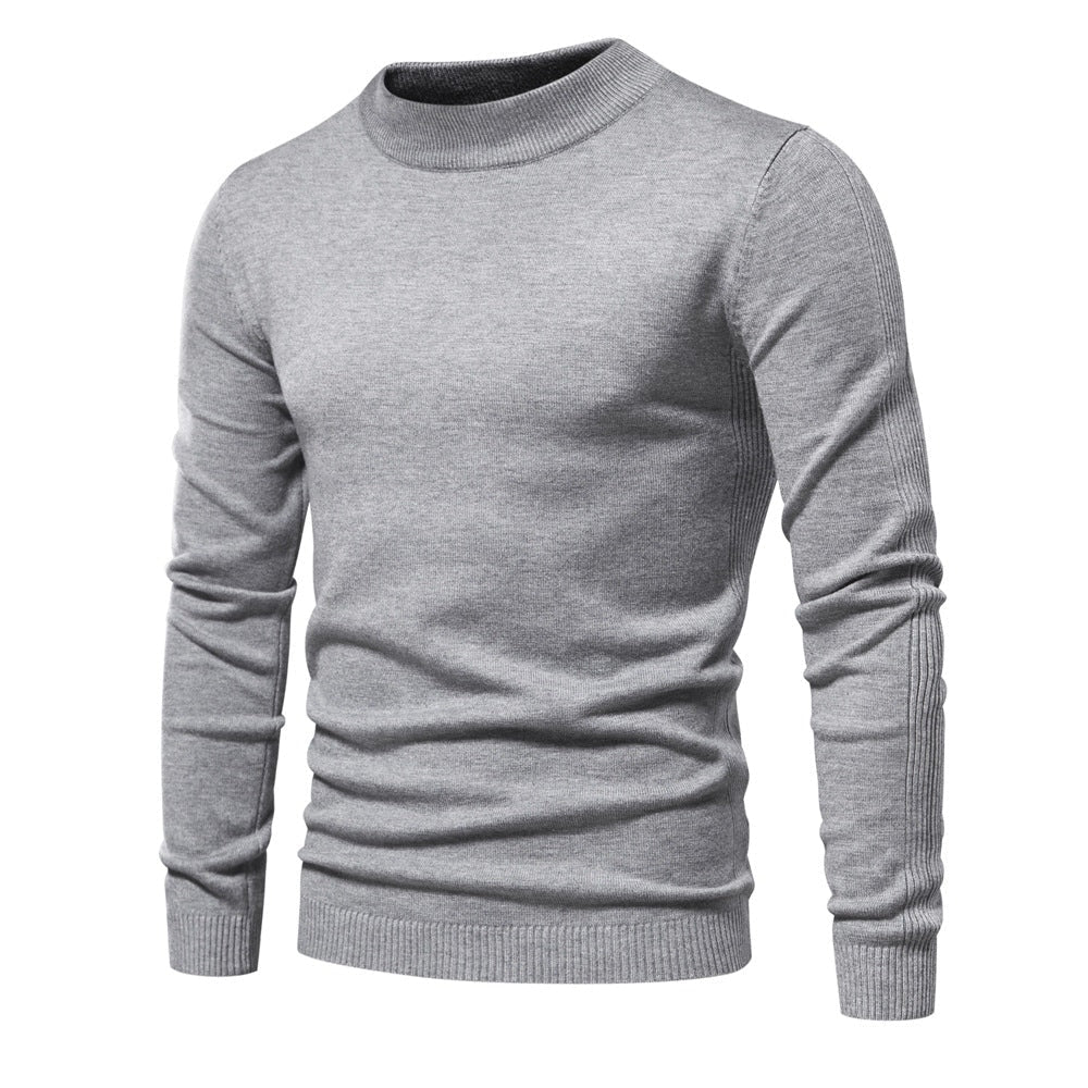 Pull à col roulé pour hommes en doux matériau tricoté avec une fine structure côtelée — 1