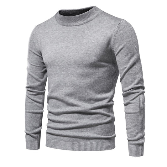 Pull à col roulé pour hommes en doux matériau tricoté avec une fine structure côtelée — 1